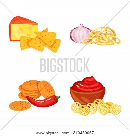 Vector Illustration Of Food And Product Symbol. Set Of Food And Party Stock Vector Illustration.