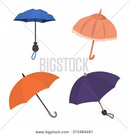 Vector Design Of Umbrella And Rain Logo. Set Of Umbrella And Weather Stock Vector Illustration.