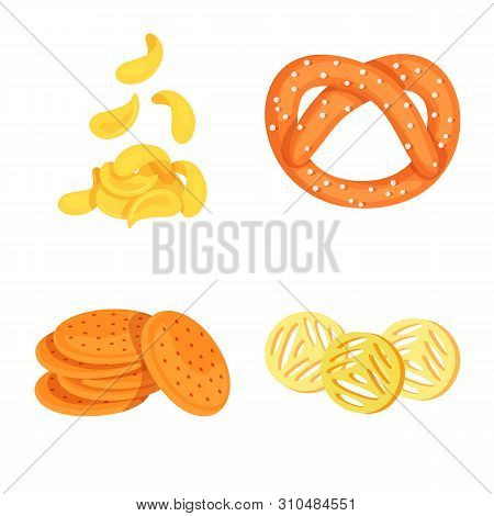 Vector Illustration Of Food And Crunchy Logo. Set Of Food And Flavor Vector Icon For Stock.