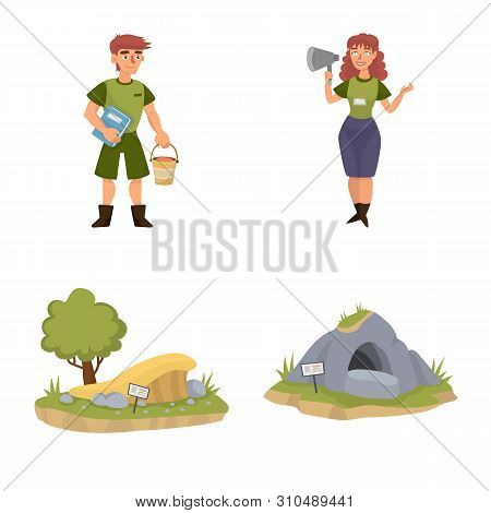 Vector Design Of Zoo And Park Sign. Set Of Zoo And Animal Vector Icon For Stock.