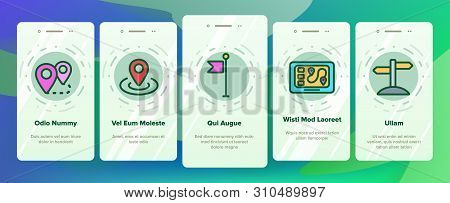 Navigation Linear Vector Onboarding Mobile App Page Screen. Navigation System Thin Line Contour Symb