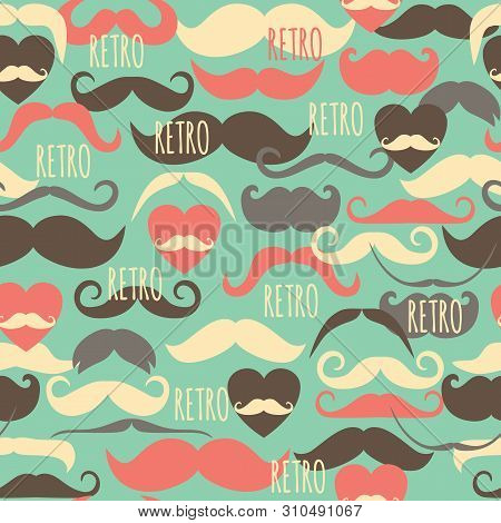 Retro Seamless Surface Pattern With Retro Moustage