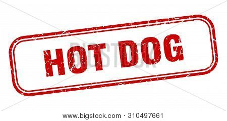 Hot Dog Stamp. Hot Dog Square Grunge Sign. Hot Dog