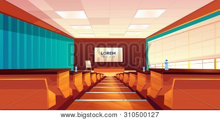 Empty Classroom, Lecture Hall, Theater Or Meeting Room Interior, Modern University Auditorium With W