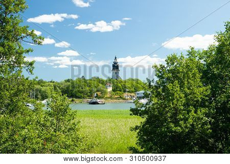 Naantali, Finland - 28 June, 2019: Naantali Medieval Stone Church At Sunny Summer Day, Finland