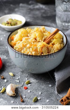 Cauliflower Rice, Indian Rice With Cinnamon And Spices