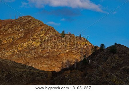 Russia. Mountain Altai. The Surrounding Mountains Regional Center Onguday Along Tchuisky Highway.