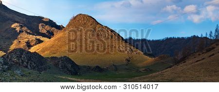 Russia. Mountain Altai. The Surrounding Mountains Regional Center Onguday Along Tchuisky Highway.
