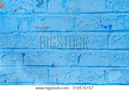 Light Blue Texture Of An Urban Old Vintage Brick Wall (fragment)
