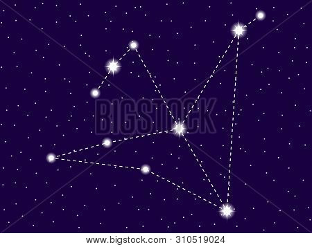 Aquila Constellation. Starry Night Sky. Cluster Of Stars And Galaxies. Deep Space. Vector Illustrati