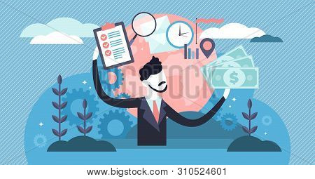 Manager Vector Illustration. Flat Tiny Business Job Project Persons Concept. Symbolic Office Worker 