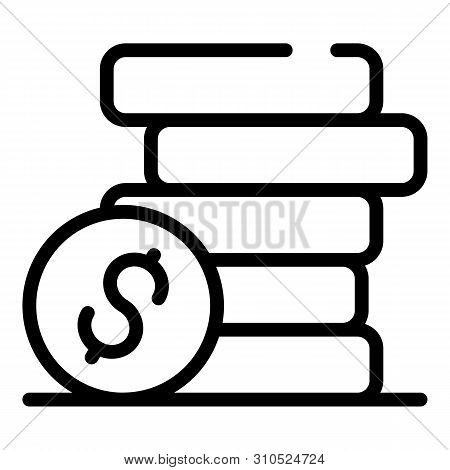 Dollar Coin Stack Icon. Outline Dollar Coin Stack Vector Icon For Web Design Isolated On White Backg