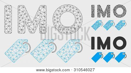 Mesh Imo Tags Model With Triangle Mosaic Icon. Wire Frame Triangular Mesh Of Imo Tags. Vector Mosaic
