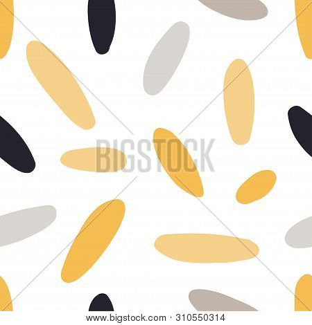 Modern Seamless Pattern With Abstract Colorful Shapes: Ovals. Doodle Hand Drawn Texture. Trendy Crea