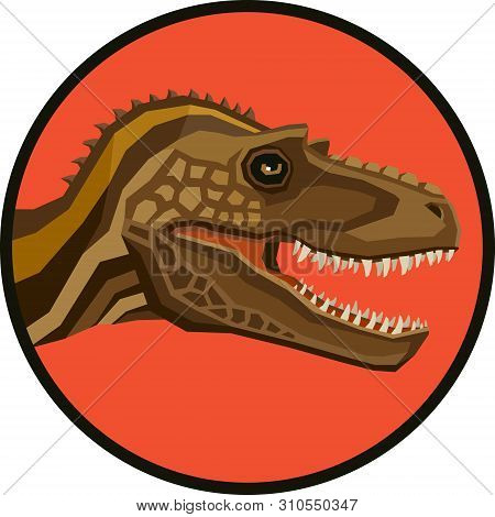 Gorgosaurus Vector Illustration Of A Dinosaurs Round Frame Set