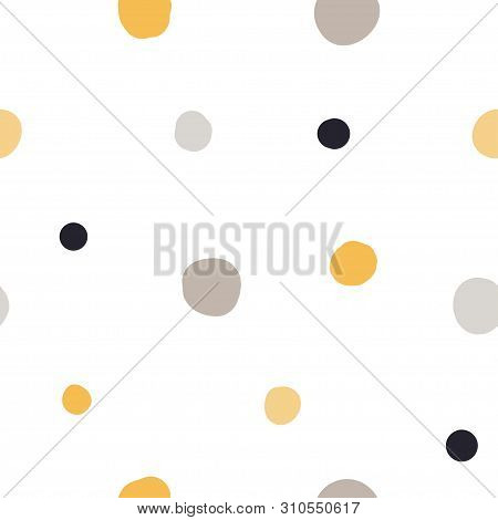 Modern Seamless Pattern With Abstract Colorful Shapes: Circles, Ovals. Doodle Hand Drawn Texture. Tr