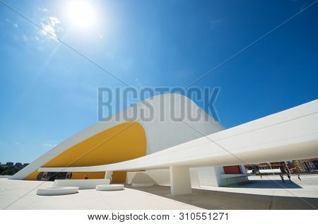 Aviles, Spain - August 10, 2011: tourists visiting the Niemeyer Center.