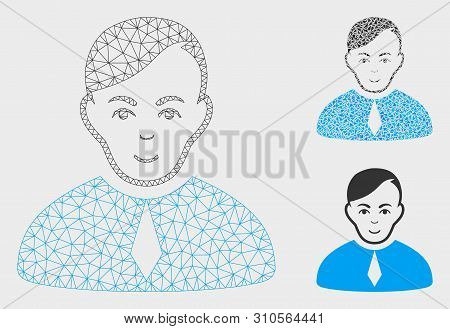 Mesh Loyer Model With Triangle Mosaic Icon. Wire Carcass Triangular Mesh Of Loyer. Vector Mosaic Of 