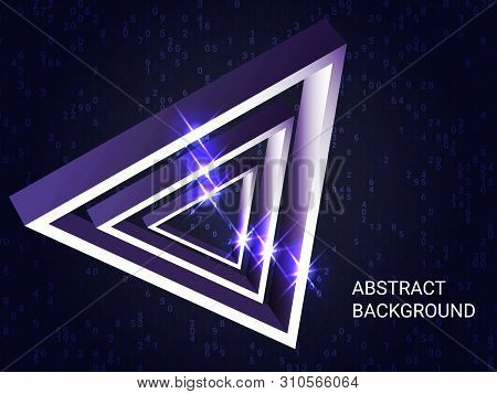 Triangle Volume Sparkle On Background. Creative Geometric Background. Abstract Composition. 3d Vecto