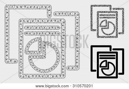Mesh Statistics Model With Triangle Mosaic Icon. Wire Frame Polygonal Network Of Statistics. Vector 