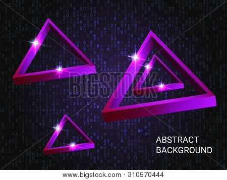 Geometric Triangles Sparkle On The Background. 3d Vector Illustration . Modern Geometric Background.