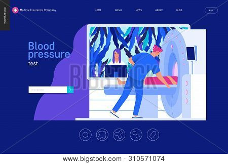 Medical Tests Blue Template - Mrt - Magnetic Resonance Tomography - Modern Flat Vector Concept Digit