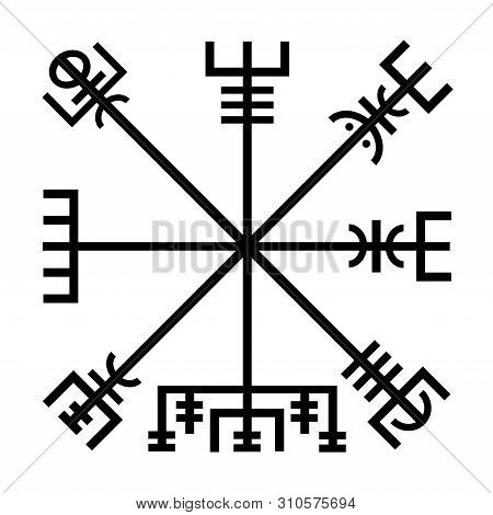 Vegvisir Viking Symbol Icon With A White Background
