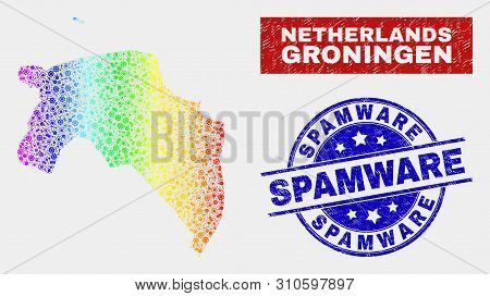Tools Groningen Province Map And Blue Spamware Textured Seal. Spectral Gradient Vector Groningen Pro