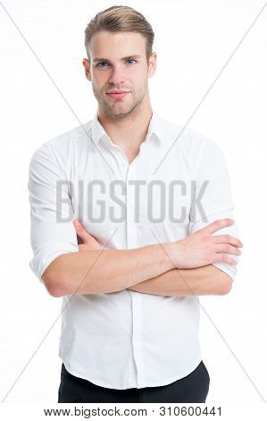 Menswear Formal Style. Guy Handsome Office Worker. Working Formal Dress Code. Clerical And Middle Ch