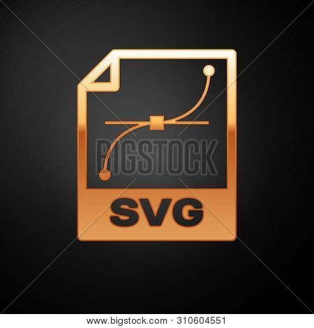 Gold Svg File Document Icon. Download Svg Button Icon Isolated On Black Background. Svg File Symbol.