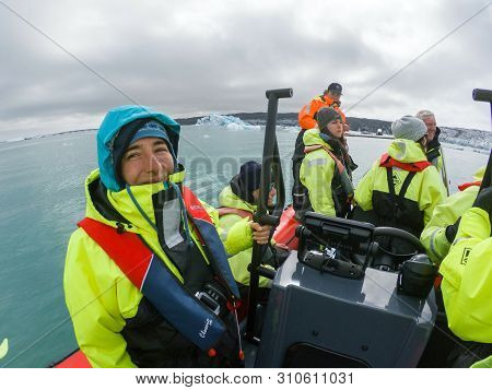 Boat Trip In Jokulsarlon Lagoon, Iceland