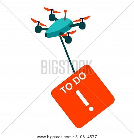 Deadline And Time Management Business Concept Vector. Flying Quadcopter Or Quadrotor Helicopter Carr