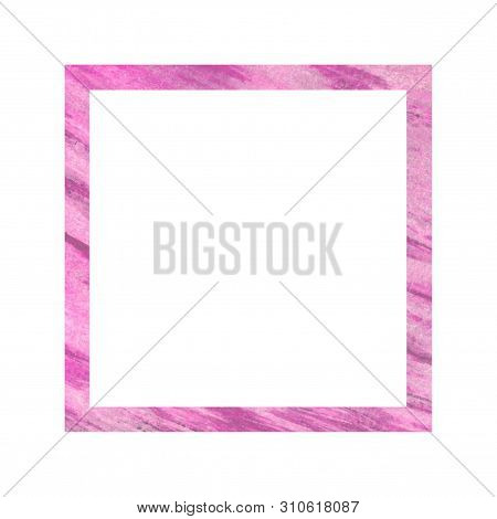 Square Pink Frame On A White Background. Registration Of Wedding Albums For Photos, Registration Of 