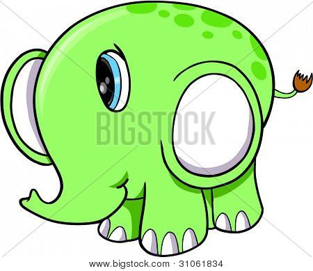 Ilustração em vetor Animal bobo engraçado bonito elefante