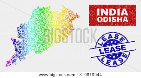 Tools Odisha State Map And Blue Lease Textured Seal Stamp. Colorful Gradiented Vector Odisha State M