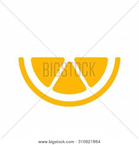 Flat Linear Design. Orange Fruit Icon For Apps, Web Sites And Public Use. A Slice Of Orange Or Lemon
