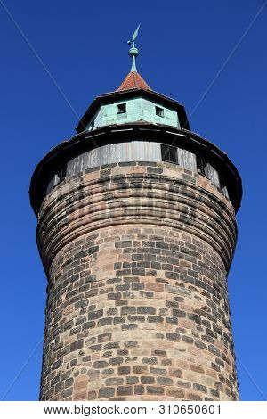 Nuremberg Imperial Castle - Sinwell Tower. Landmark Of Nuremberg City, Germany.