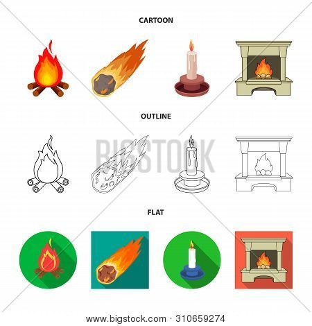 Vector Design Of Fire And Flame Icon. Set Of Fire And Fireball Stock Vector Illustration.