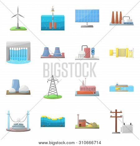 Vector Illustration Of Energy And Alternative Logo. Set Of Energy And Development Stock Symbol For W