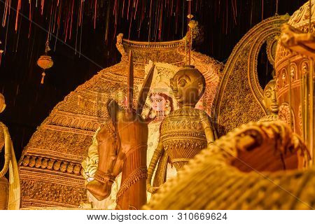 Kolkata West Bengal India October 2018 - Image Of Goddess Devi Maa Durga Or Parvati Or Uma, Wife Of 