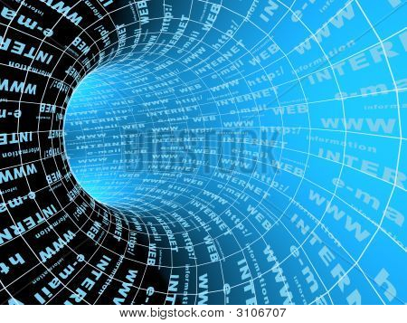 Internet Symbol -  3D Abstract Tunnel
