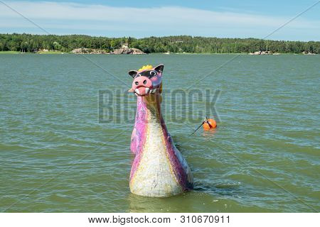 Naantali, Finland - 28 June, 2019: Edvard The Booble In Park Moominworld At Sunny Summer Day.
