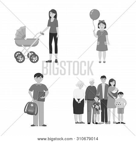 Vector Illustration Of Face And Portrait Symbol. Collection Of Face And Happy Stock Symbol For Web.