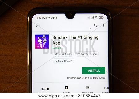 Ivanovsk, Russia - July 07, 2019: Smule - The Number 1 Singing App On The Display Of Smartphone Or T