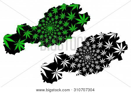 Bolu (provinces Of The Republic Of Turkey) Map Is Designed Cannabis Leaf Green And Black, Bolu Ili M