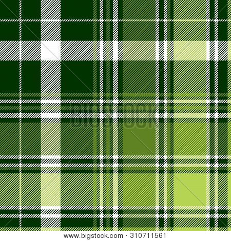 Green Irish Diagonal Abstract Plaid Seamless Pattern. Vector Illustration.