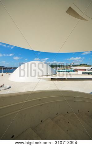 Aviles, Spain - August 10, 2011: tourists visiting the Niemeyer Center.