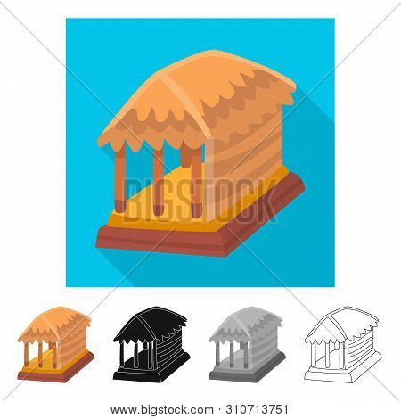 Vector Design Of Hut And House Logo. Collection Of Hut And Gazebo Stock Symbol For Web.