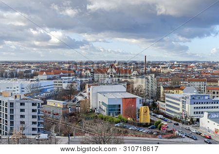Berlin, Germany - February 11, 2019: View From The Flak Tower Humboldthain Over The District Gesundb
