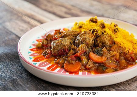 Moroccan beef kefta meatballs meatball and semolina